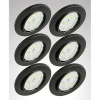 Trango Set van 6 LED plafondspots 6729-065GUSDAK in zwart mat rond incl. 6x 5 Watt 3-traps dimbaar GU10 LED lamp 3000K warm wit inbouwspot, plafondlamp