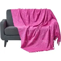 Homescapes Nirvana plaid, 100% katoen, roze, 225 x 255 cm