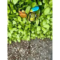 Impuls Metaal solarlamp op tuinsteker " Bij " - meerkleurig - tuinsteker - hoogte 60 x 20 x 2 cm - Tuindecoratie - Tuinverlichting