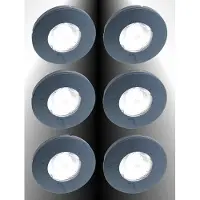 Trango Set van 6 IP65 inbouwspots 6729IP65-061M6KSD in antraciet mat incl. 6x 5 Watt 3-traps dimbaar 6000K koel wit Ultra Flat LED Module, Buiten, Badkamer Plafondspot, Douche Plafondlamp