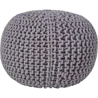 Homescapes Rond gebreide poef 100% katoen - Grijs - 35x40 cm