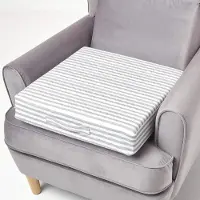 Homescapes Grijs gestreept katoenen orthopedische fauteuil zitkussen 50 x 50 x 10 cm