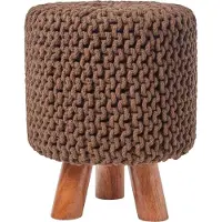 Homescapes Gebreide voetenbank, 42 ​​cm hoog, bruin