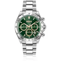 BOSS HERO 2.0-chronograaf met groene wijzerplaat en stalen polsband