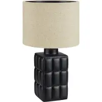 Markslöjd CUSCINI Tafel 1L - Luxe tafellamp - Zwart/Beige - Keramiek/Textiel