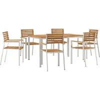 vidaXL Tuin Eettafel Set 7 st Massief acaciahout en roestvrij staal