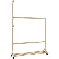 vidaXL Kledingrek met haken en wielen 100x35x157 cm bamboe
