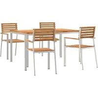 vidaXL Tuin Eettafel Set 5 st Massief Teakhout en RVS
