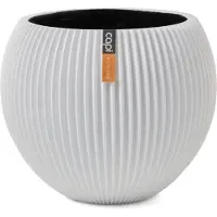 Capi Europe - Vaas bol Groove Colours - 18x15 - Wit - Opening Ø - Bloempot voor binnen - 5 jaar garantie - BGVWE102