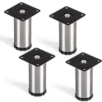 Sotech 4 stuks meubelpoot Lukas, RVS geborsteld, rond, diameter: 42 mm, hoogte: 100 mm, verstelbaar