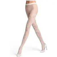 Falke Sensual Boulevard gedessineerd materiaal transparent 30 DEN panty dames wit - maat M-L