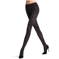 Falke Check Mate gedessineerd materiaal half ondoorzichtig 60 DEN panty dames zwart - maat S-M