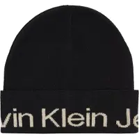 Calvin Klein Dames Mutsen Logo Beanie - Zwart - Maat ONESIZE