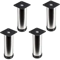 Sotech 4 stuks meubelpoot Lukas, RVS geborsteld, rond, diameter: 42 mm, hoogte: 150 mm, verstelbaar