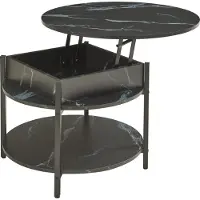 En.casa Salontafel Kandas rond marmerlook zwart en goudkleurig Ø70 cm []