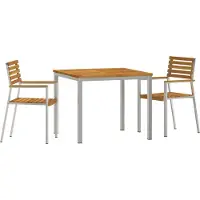vidaXL Tuin Eettafel Set 3 st Massief acaciahout en roestvrij staal