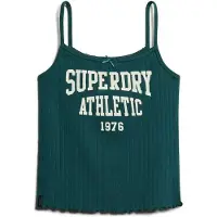 Superdry Athletic Essentials Ajour Camitop met Print Groen Grootte: 38