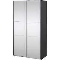 Ebuy24 Como schuifdeurkast 2 deuren met spiegel 120x220cm mat grijs.