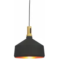 Artdelight Zwart met houten hanglamp Cornet