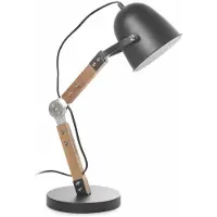 Artdelight Landelijke bureaulamp Cooper zwart met hout