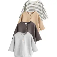 Next Shirt camel / chocoladebruin / grijs gemêleerd / wit