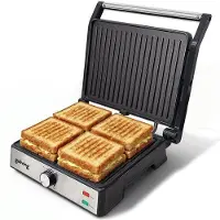 Goliving Tosti Apparaat XL - Contactgrill - Tosti Ijzer - 29 x 23 cm - Panini Grill - Compact - Instelbare temperatuur - Zwart