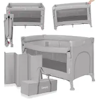 Lionelo Ellen Reisbedje 3 in 1 – Aanschuifbedje, Baby- & Peuterbed - Co-Sleeper -– Campingbed – 2 Matrasposities – Opvouwbaar – Wieltjes met Rem – Inclusief Draagtas – Tot 15 kg