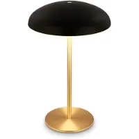 Briloner LED tafellamp op accu Brilo unplugged Caxa, zwart/messing dimbaar, zwart, metaal