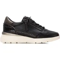 Carmela Dames Leren sneakers 162430 zwart (40), Leer, 3 tot 5 cm, Ritssluiting, Casual 16243001-NEGRO
