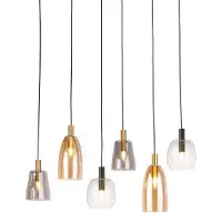 Searchlight 6-lichts hanglamp Divine meerdere kleuren glas