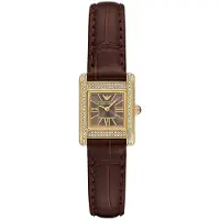 Giorgio Armani quartz bruin dames horloge met grijze wijzerplaat & leren band