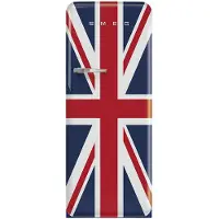 Smeg Koelkast Retro Vrijstaande ijskast Koelkast, Jaren 50, Enkeldeurs, Vrijstaand , Positie scharnier: Rechts, Gedecoreerd/ Speciaal, Union Jack