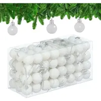 Relaxdays kerstballen set van 96 - plastic - 3 cm - mat - glanzend - glitters - onbreekbaar - wit