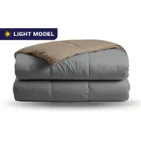 Zelesta Deluxe Duo Light - Anthracite & Taupe 200x200 - Zomerdekbed zonder overtrek - Katoenen dekbed - Dekbed met vaste hoes - Hoesloos dekbed