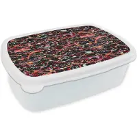 MuchoWow Broodtrommel Wit - Lunchbox Spat - Abstract - Waterverf - Zacht - Brooddoos 18x12x6 cm - Brood lunch box - Broodtrommels voor kinderen en volwassenen