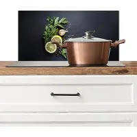 KitchenYeah Spatscherm keuken 70x30 cm - Kookplaat achterwand Verse ingrediënten - Compositie - Artistiek - Muurbeschermer - Spatwand fornuis - Hoogwaardig aluminium