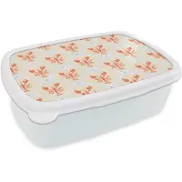 MuchoWow Broodtrommel Wit - Lunchbox Italiaans - Zee - Sfeer - Kreeft - Blauw - Geel - Oranje - Brooddoos 18x12x6 cm - Brood lunch box - Broodtrommels voor kinderen en volwassenen