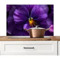 KitchenYeah Spatscherm keuken 80x55 cm - Kookplaat achterwand Paars - Viool - Diepte - Muurbeschermer - Spatwand fornuis - Hoogwaardig aluminium