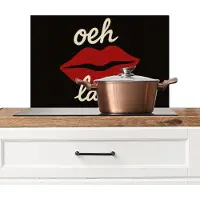KitchenYeah Spatscherm keuken 60x40 cm - Kookplaat achterwand Lip - Rood - Quote - Muurbeschermer - Spatwand fornuis - Hoogwaardig aluminium
