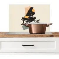 KitchenYeah Spatscherm keuken 60x40 cm - Kookplaat achterwand Vleugel - Zwart - Abstract - Illustratie - Muurbeschermer - Spatwand fornuis - Hoogwaardig aluminium