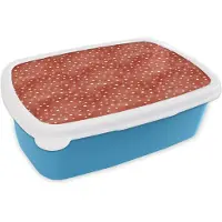 MuchoWow Broodtrommel Blauw - Lunchbox Nautisch - Chic - Stippen - Rood - Wit - Brooddoos 18x12x6 cm - Brood lunch box - Broodtrommels voor kinderen en volwassenen