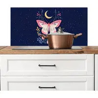 KitchenYeah Spatscherm keuken 90x45 cm - Kookplaat achterwand Vlinder - Maan - Bloemen - Sterrenhemel - Muurbeschermer - Spatwand fornuis - Hoogwaardig aluminium