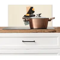 KitchenYeah Spatscherm keuken 70x30 cm - Kookplaat achterwand Vleugel - Zwart - Abstract - Illustratie - Muurbeschermer - Spatwand fornuis - Hoogwaardig aluminium