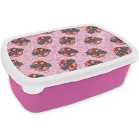 MuchoWow Broodtrommel Roze - Lunchbox Retro - Disco - Discoball - 70s - Multi - Brooddoos 18x12x6 cm - Brood lunch box - Broodtrommels voor kinderen en volwassenen