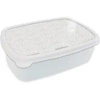 MuchoWow Broodtrommel Wit - Lunchbox Grafisch - Patroon - Modern - Boemerang - Brooddoos 18x12x6 cm - Brood lunch box - Broodtrommels voor kinderen en volwassenen