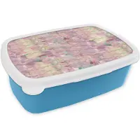 MuchoWow Broodtrommel Blauw - Lunchbox Vloeiend - Olie - Verf - Texturen - Multi - Brooddoos 18x12x6 cm - Brood lunch box - Broodtrommels voor kinderen en volwassenen