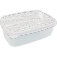 MuchoWow Broodtrommel Wit - Lunchbox Grafisch - Patroon - Modern - Doolhof - Brooddoos 18x12x6 cm - Brood lunch box - Broodtrommels voor kinderen en volwassenen