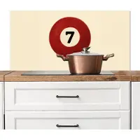 KitchenYeah Spatscherm keuken 100x50 cm - Kookplaat achterwand Cirkel - Zeven - Lucky - Rood - Muurbeschermer - Spatwand fornuis - Hoogwaardig aluminium