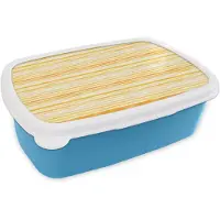 MuchoWow Broodtrommel Blauw - Lunchbox Frans - Citroen - Strepen - Geel - Brooddoos 18x12x6 cm - Brood lunch box - Broodtrommels voor kinderen en volwassenen