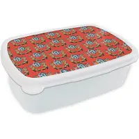 MuchoWow Broodtrommel Wit - Lunchbox Retro - Disco - Laarzen - Rood - Multi - Brooddoos 18x12x6 cm - Brood lunch box - Broodtrommels voor kinderen en volwassenen